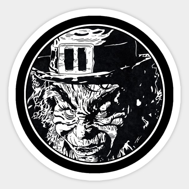 LEPRECHAUN (Circle Black and White) Sticker by Famous Weirdos